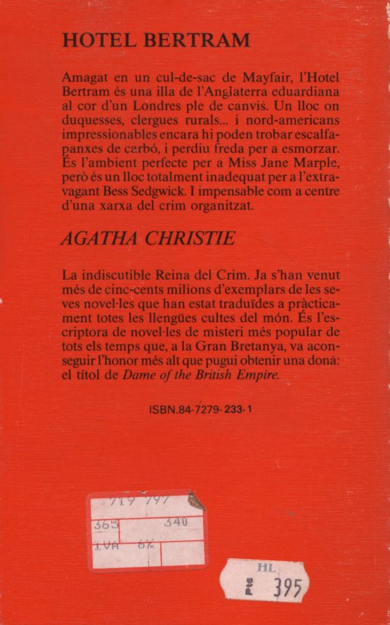 Venda online de llibres d'ocasió com Hotel Bertram - Agatha Christie a bratac.cat