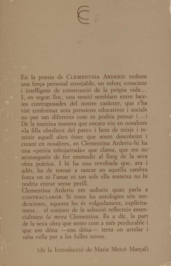 Contraclaror, antologia poètica - Clementina Arderiu